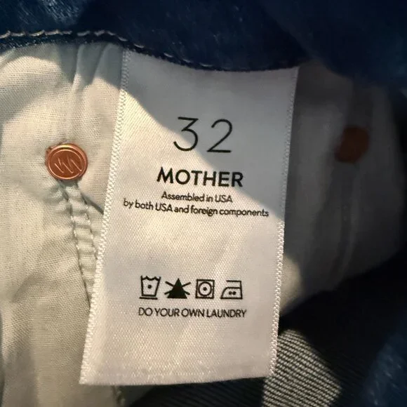 Mother The Roller Fray Wide Leg Denim Jeans Women's 32 Work Hard Play Hard NWT